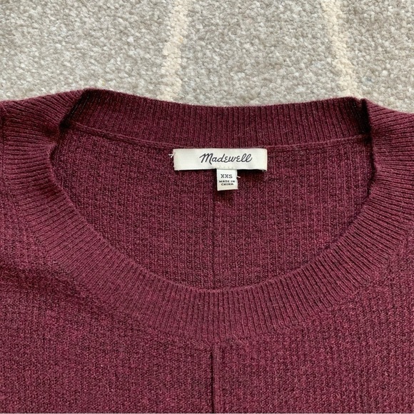 Madewell Maroon Red Waffle Knit Slouch Wool Blend Sweater - Picture 2 of 4